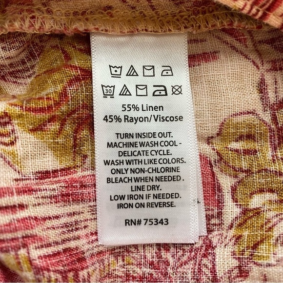 Joie Linen Blend Tropical Floral Shorts Large Red Tan - Picture 7 of 8